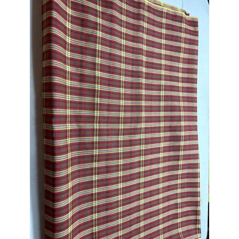 Red Green Gold Plaid Tartan Fabric 1.25 Yards Christmas Holiday Sewing